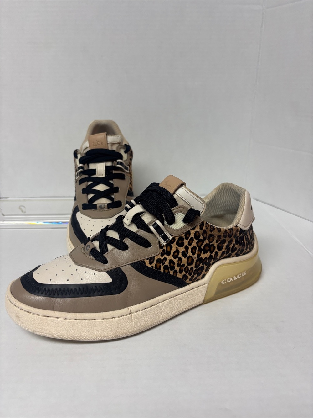 Coach Citysole Court Sneakers Leopard Calf Hair/Natural Beechwood